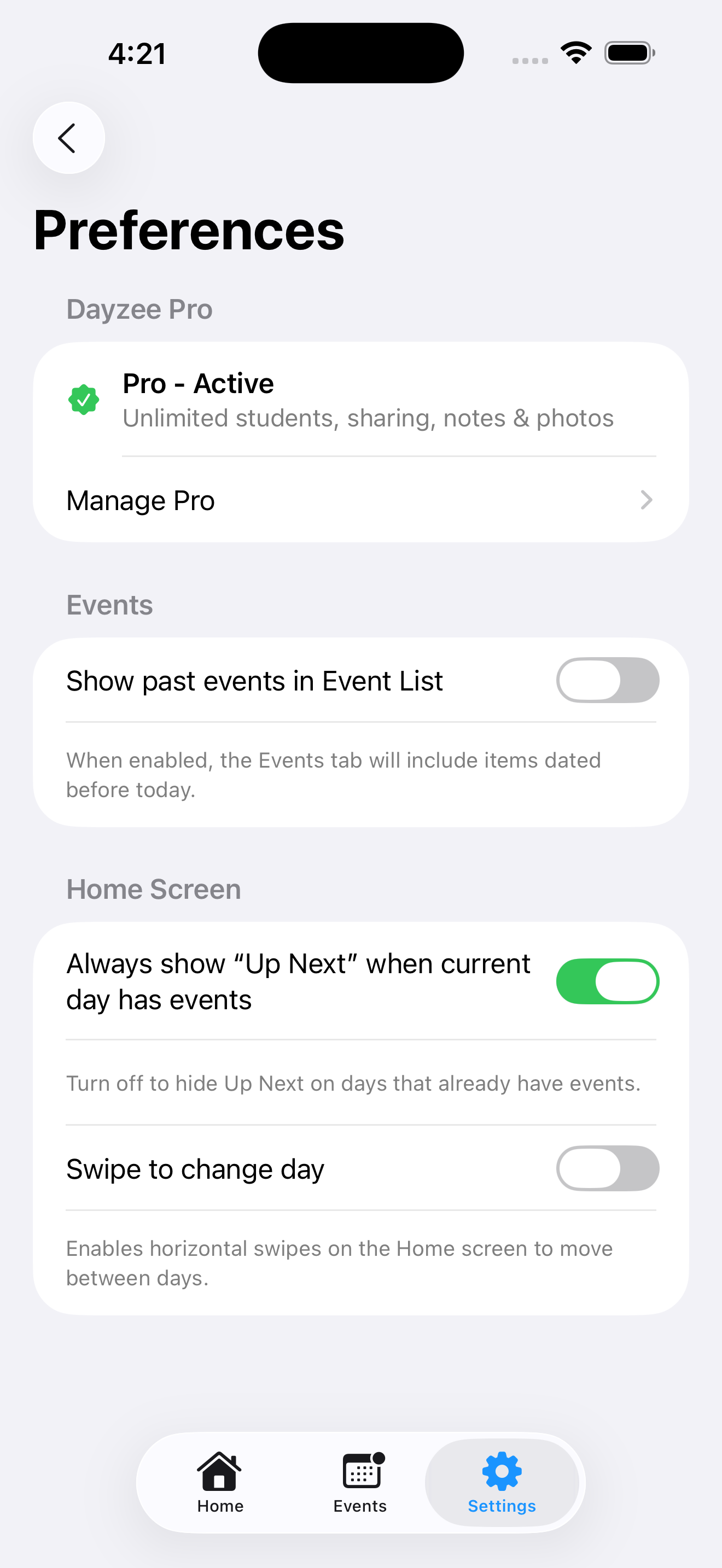 Preferences view screenshot